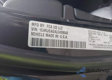 2020 Jeep Grand Cherokee Altitude 4X2 z USA, uszkodzony, nr VIN 1C4RJEAG4LC439542